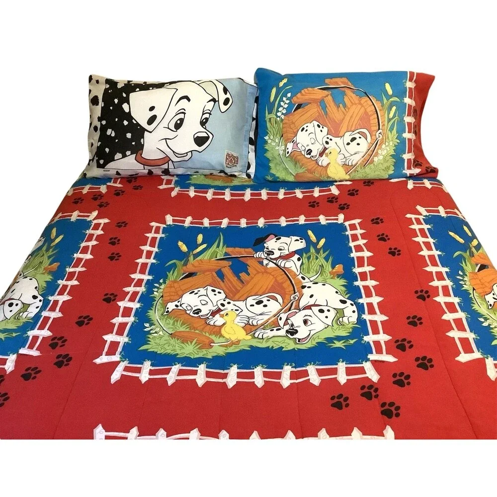 Vintage 1990's 101 DALMATIONS Disney Reversible Comforter & Shams Set Full Size
